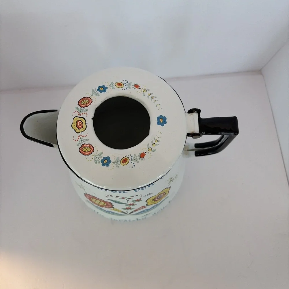 Vintage 1960's BERGGREN Scandinavian Enamelware Large Coffee Pot As Is